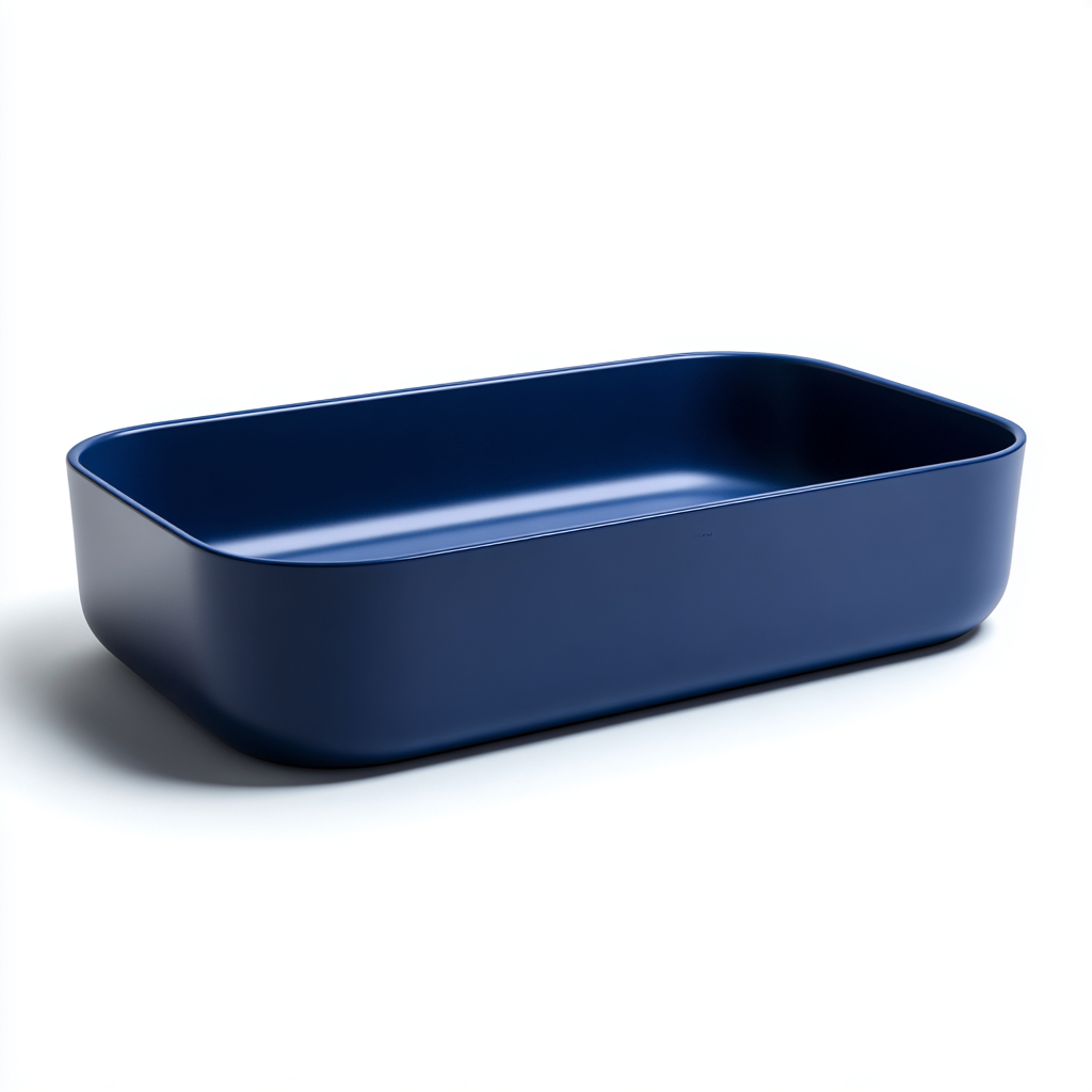 Lavabo da appoggio in ceramica 55x32x14 cm - blu - design moderno per bagno-Lomongahome