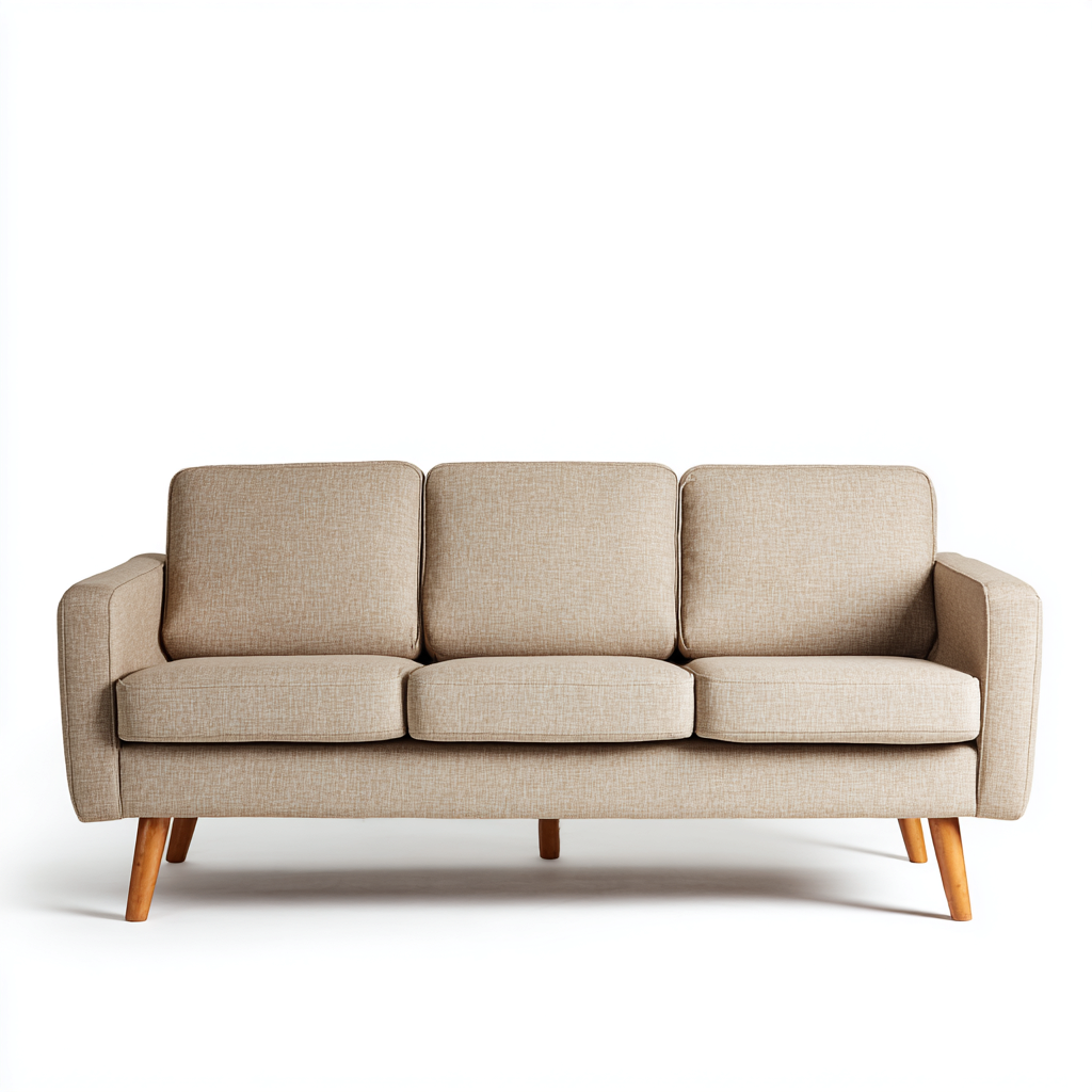 Divano a 3 posti in tessuto imbottito 215x88x84 cm - beige - stile moderno per soggiorno-Lomongahome