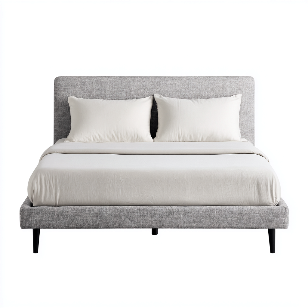 Letto matrimoniale imbottito in tessuto 200x180x112 cm - grigio chiaro - design moderno per camera da letto-Lomongahome