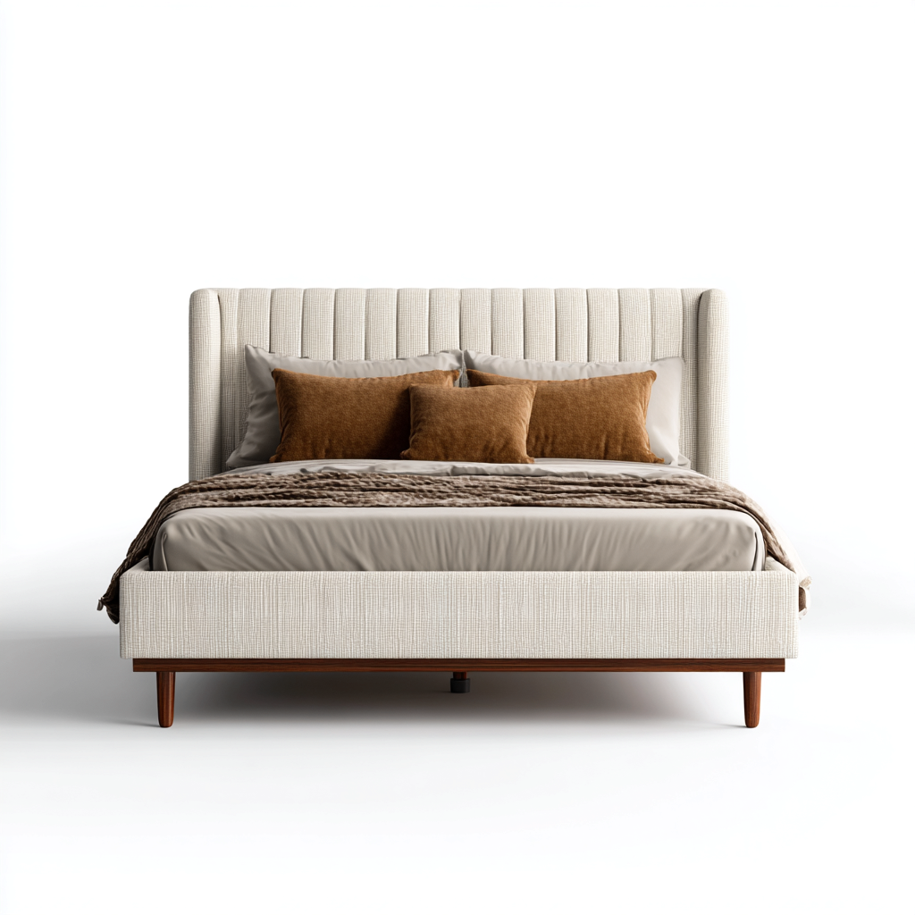 Letto matrimoniale imbottito in tessuto 200x180x110 cm - beige - design moderno per camera da letto-Lomongahome