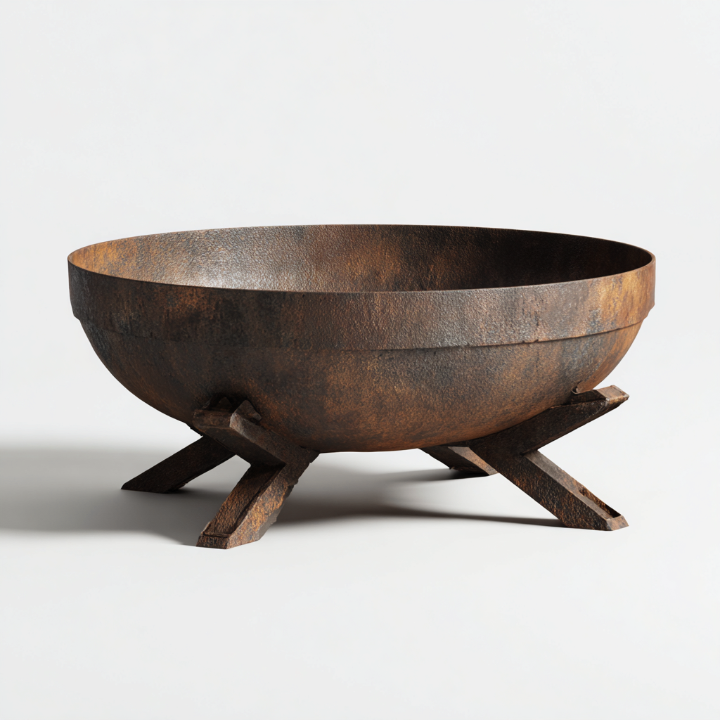 Braciere da esterno in ferro 70x70x30 cm - marrone ruggine - stile industriale per giardino-Lomongahome