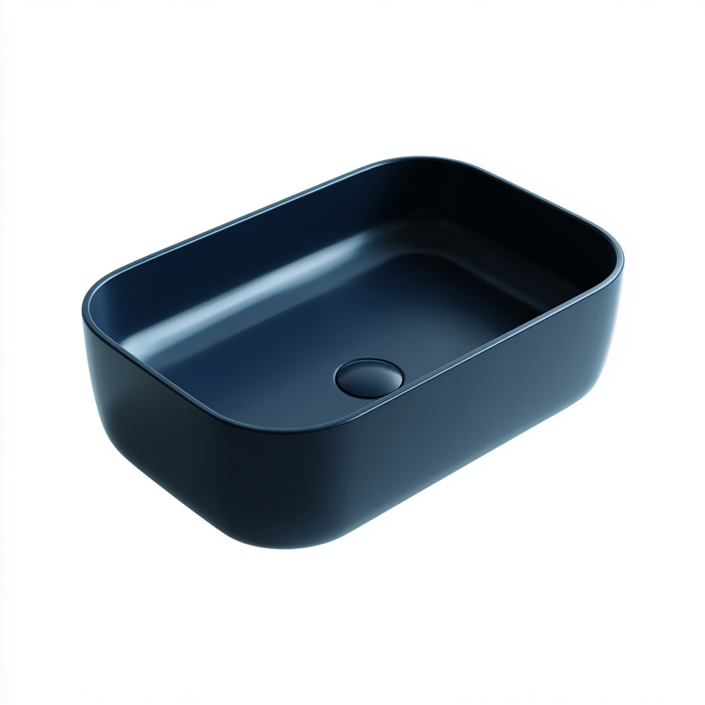 Lavabo da appoggio in ceramica 62x36x15 cm - blu - design moderno per bagno-Lomongahome