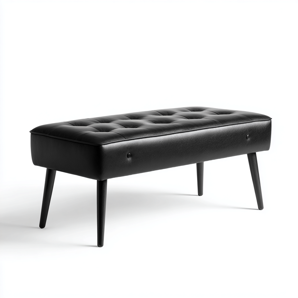Panca per letto imbottita in pelle sintetica 120x40x45 cm - nero - adatta alla camera da letto - design moderno-Lomongahome