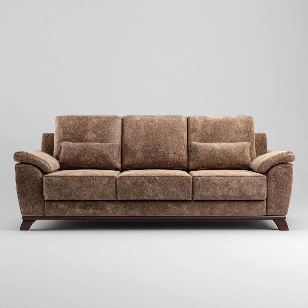 Divano a 3 posti in tessuto imbottito 210x90x88 cm - marrone - design classico per soggiorno-Lomongahome