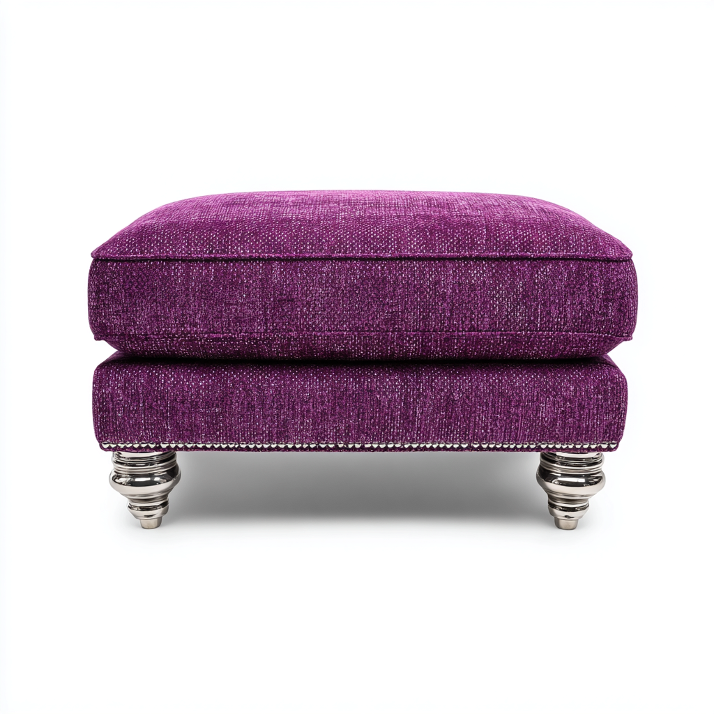 Pouf imbottito in tessuto 70x70x37 cm - viola - seduta per soggiorno design elegante-Lomongahome