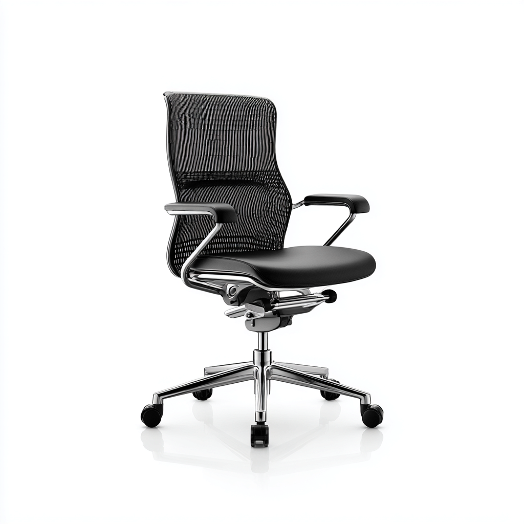 Sedia da ufficio con schienale in rete nera e seduta in tessuto 67x67x104-114 cm per lavoro e studio - stile moderno ergonomico con braccioli e base girevole cromata-Lomongahome