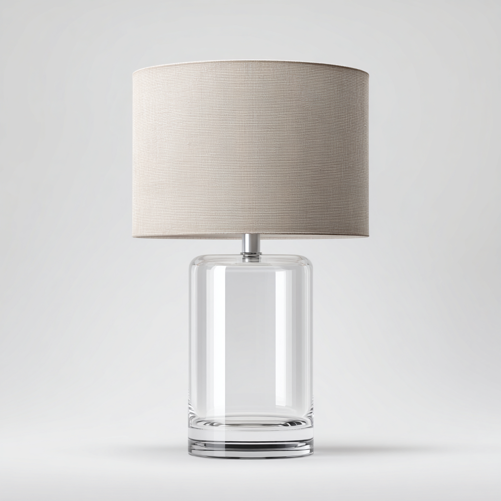 Lampada da tavolo in vetro e tessuto 28x28x56 cm - beige - design moderno per soggiorno e camera-Lomongahome