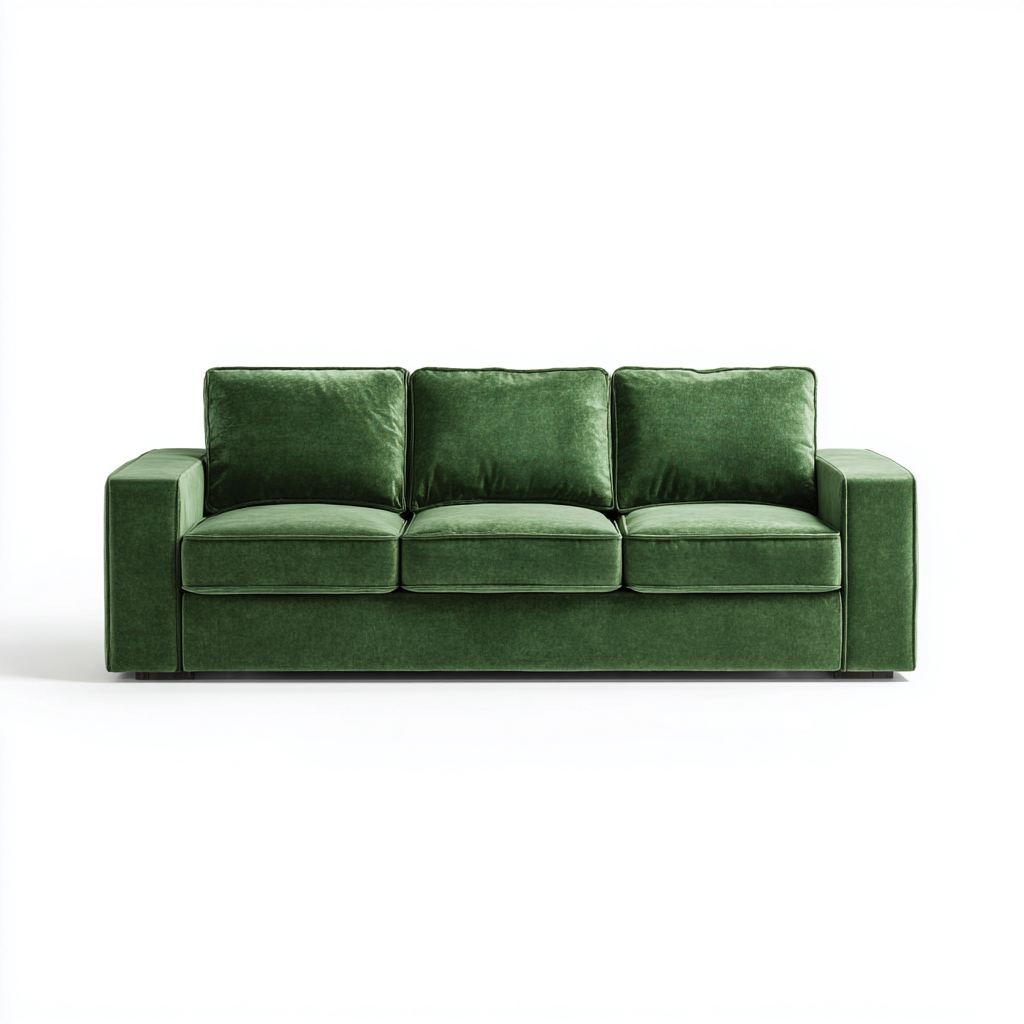 Divano a 3 posti in tessuto vellutato imbottito 220x95x88 cm - verde scuro - design moderno per soggiorno-Lomongahome