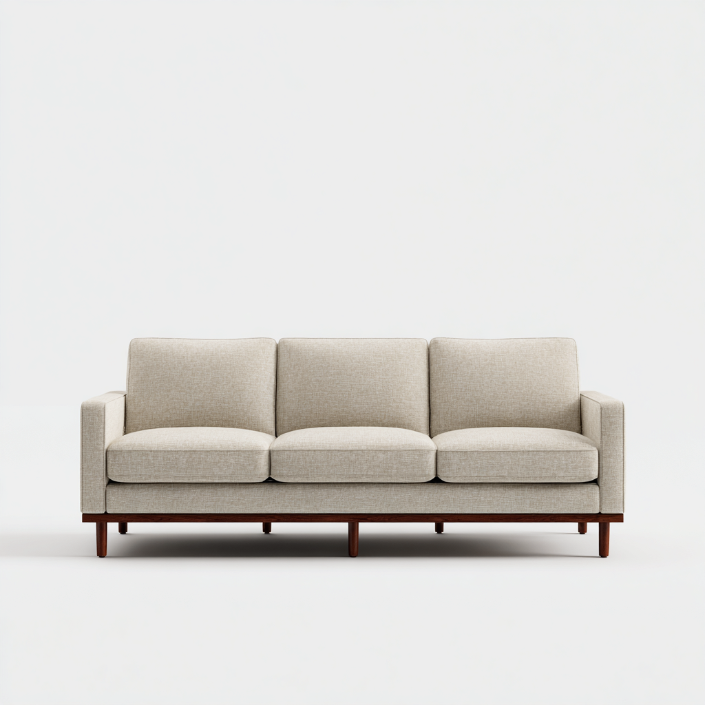 Divano a 3 posti in tessuto imbottito 220x92x88 cm - beige - design moderno per soggiorno-Lomongahome