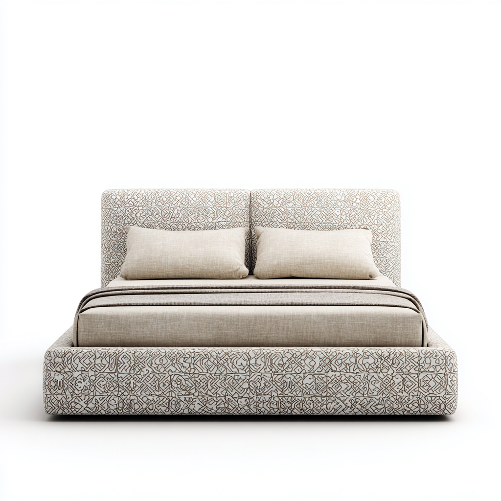 Letto matrimoniale imbottito in tessuto 200x180x118 cm - beige - design moderno per camera da letto-Lomongahome