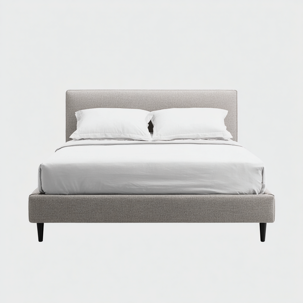 Letto matrimoniale imbottito in tessuto 200x180x108 cm - grigio chiaro - design moderno per camera da letto-Lomongahome