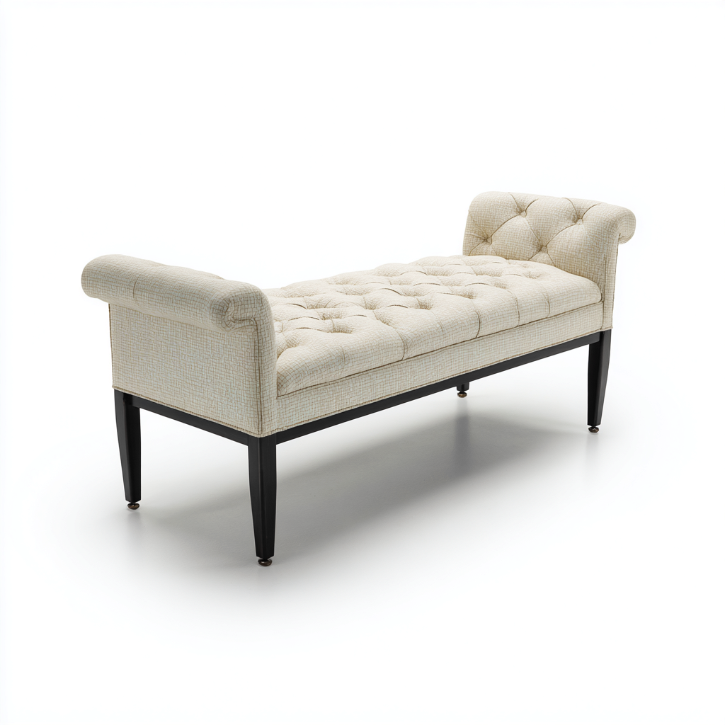 Panca per letto imbottita in tessuto 170x55x52 cm - beige - adatta alla camera da letto - stile classico-Lomongahome