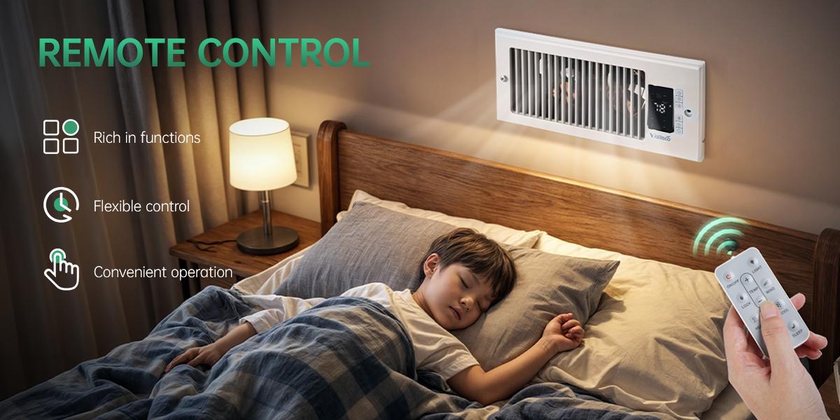 Father's Day Register Booster Fan for 4” x 10” Register Holes, window fan, 10-Speed Quiet Ventilation Fan with Thermostat & Remote, Negative Ion Air Vent Booster, Enhances Airflow & Home Comfort Heating circulation
