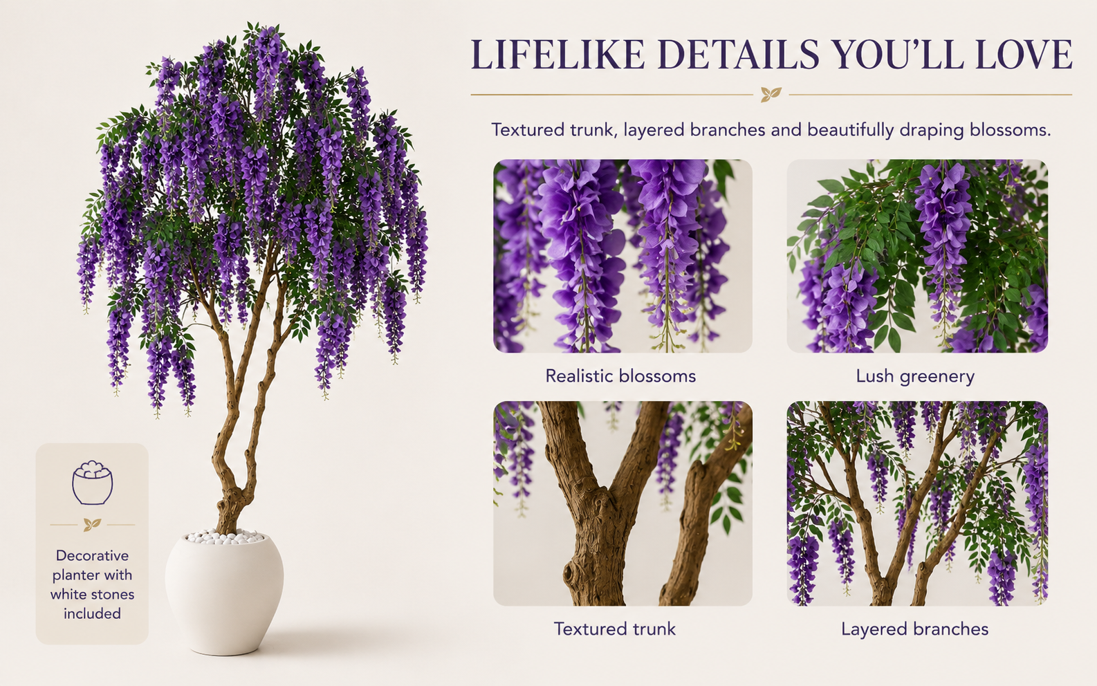 Artificial Wisteria Tree What's Included
