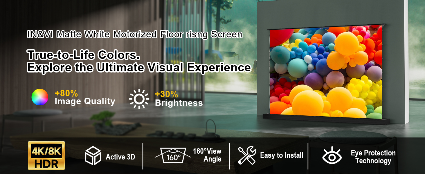 100 inch electric floor rising projector screen