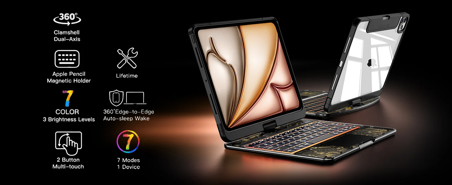 360 degree rotating tablet keyboard case
