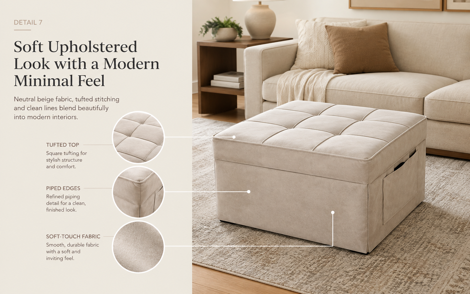 Soft Upholstered Convertible Ottoman