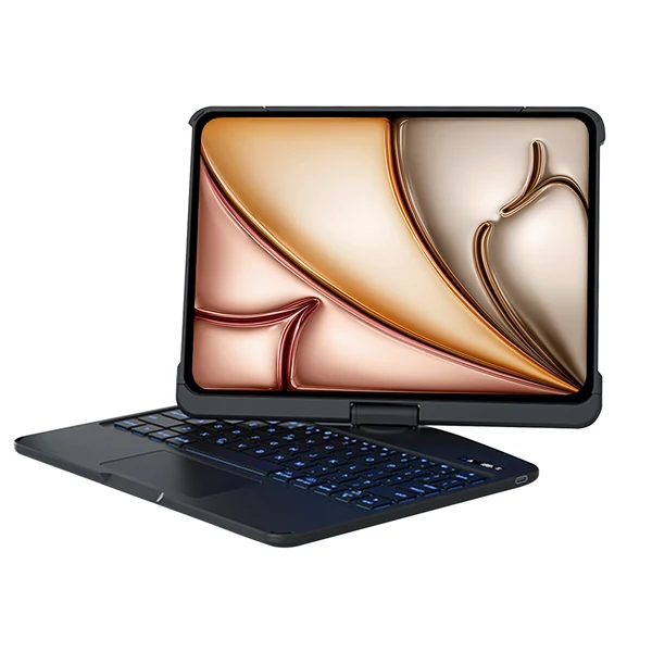 360° Rotating Transparent iPad Keyboard Case with Trackpad & Backlit Keys