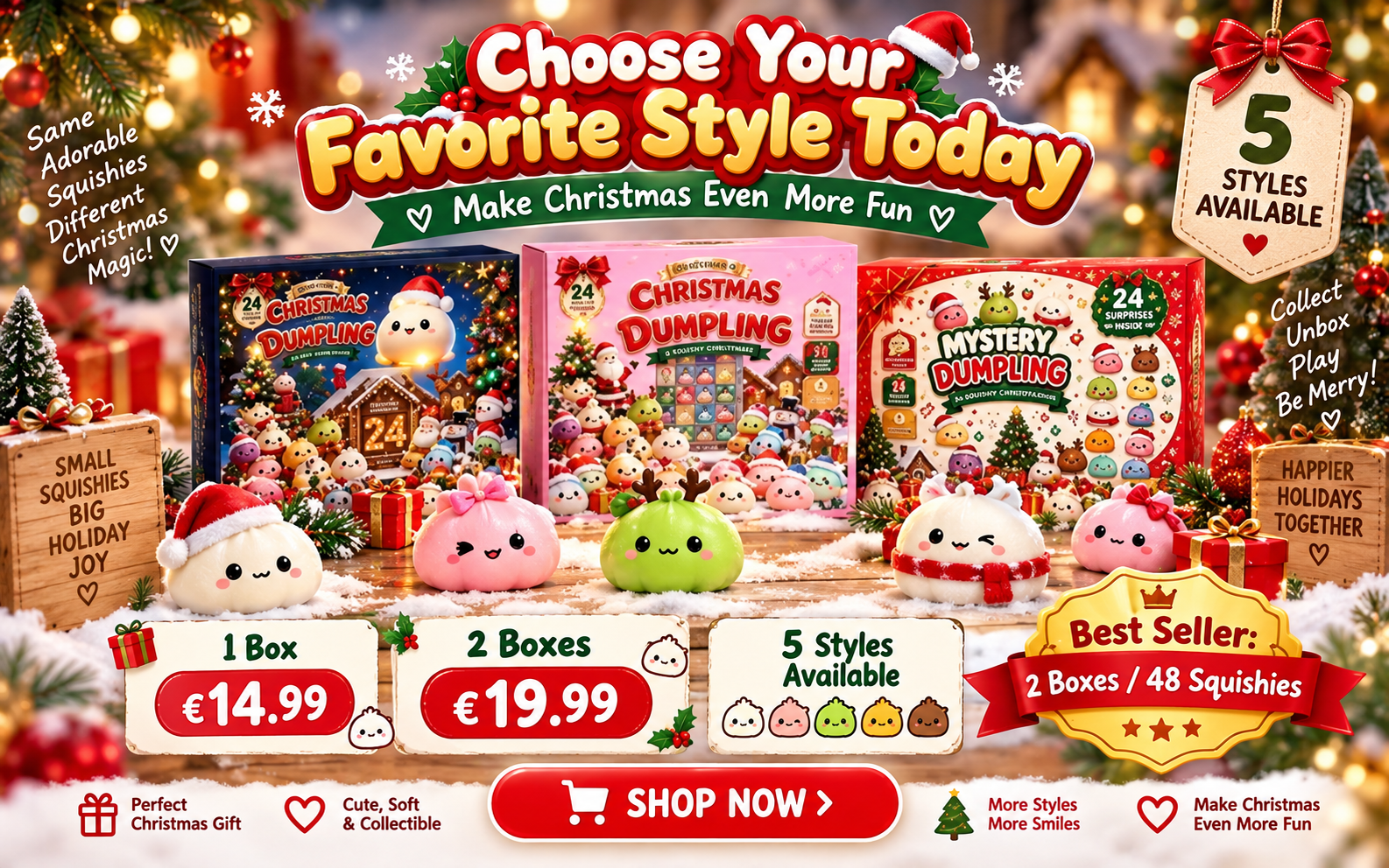 Gift ready Christmas Squishies Advent Calendar packaging