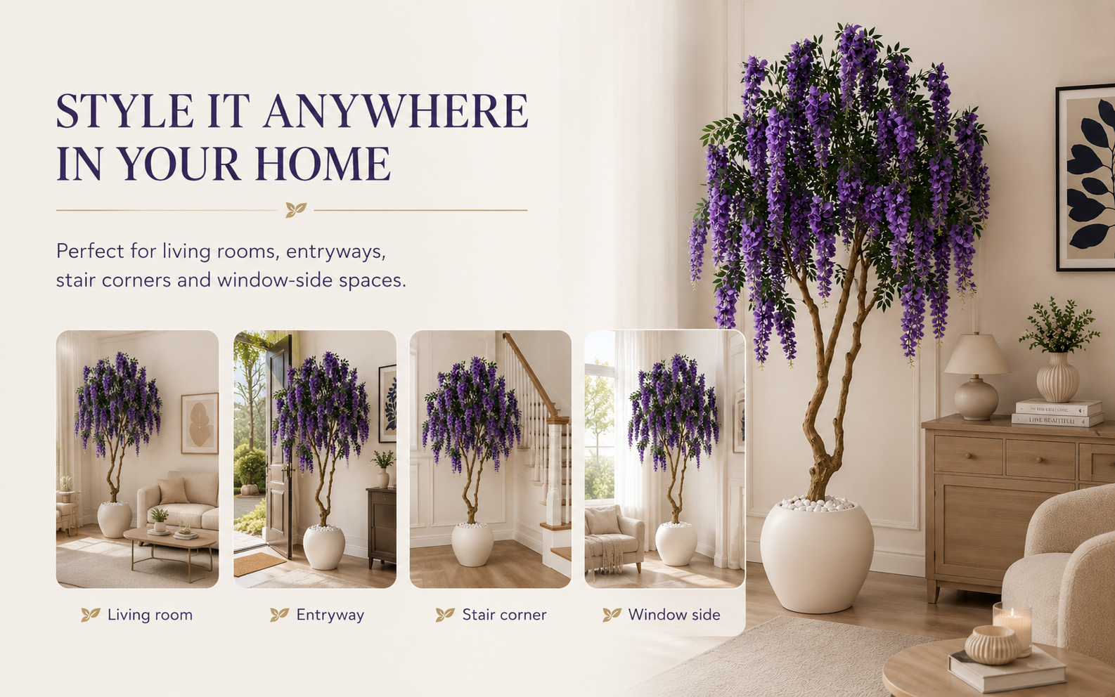 Artificial Wisteria Tree Interior Styling