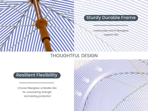 PHIVILLA 7ft Patio Beach Umbrella with Fringe, UPF 50+ Canopy, 8 High Wind Proof Fiberglass Ribs, Fully Assembled, Carry Bag Available Outdoor Aesthetic Round,DealsForYouDays