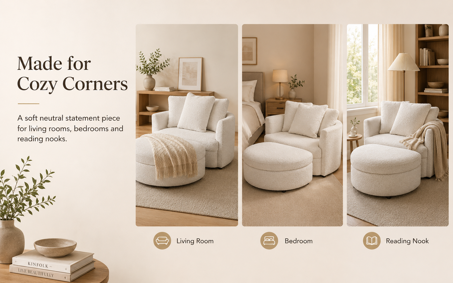 three plush back pillows