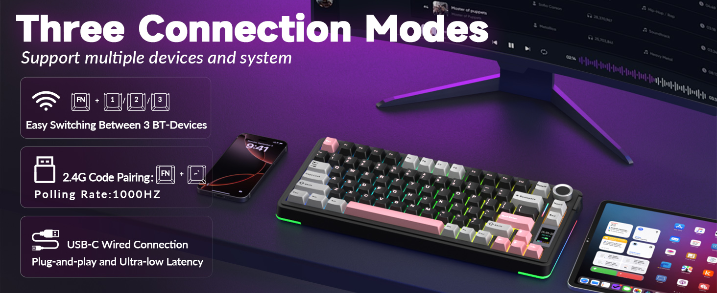 Tri Mode Wireless Mechanical Keyboard