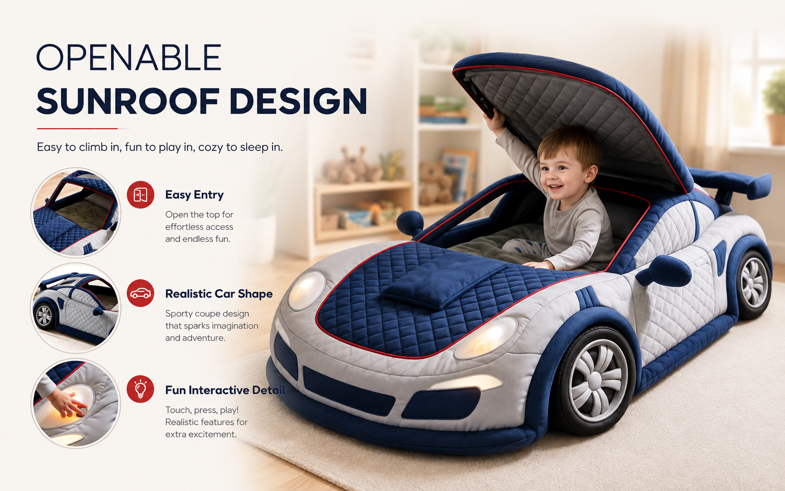 comfortable kids race car bed