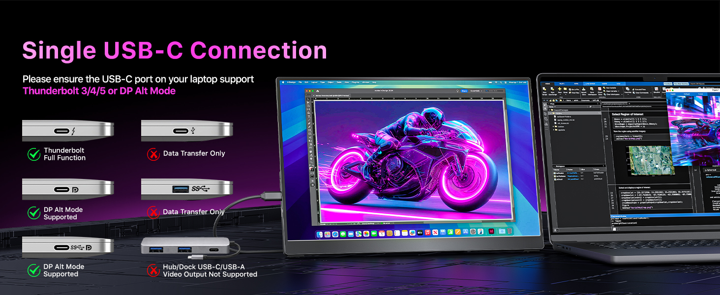 USB-C connection for portable monitor
