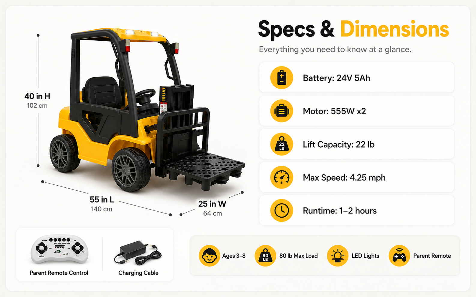 kids ride on forklift feature comparison