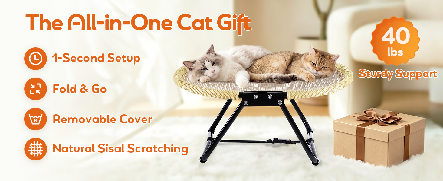 ZORPAWO Elevated Cat Hammock Bed