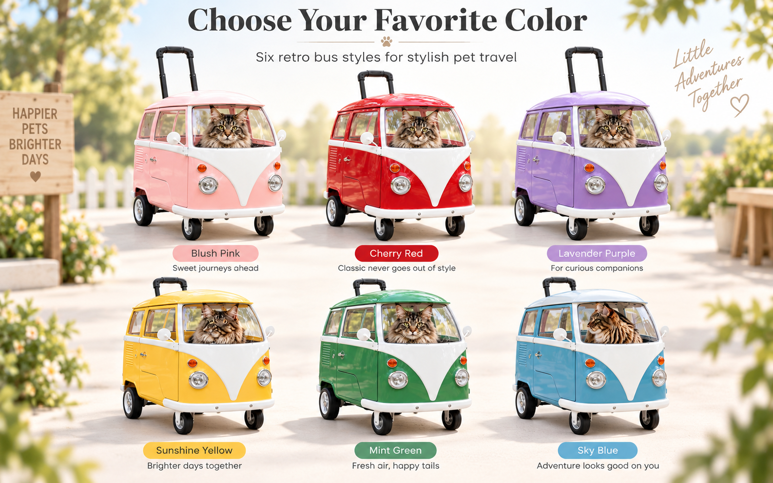 Retro rolling pet carrier color collection