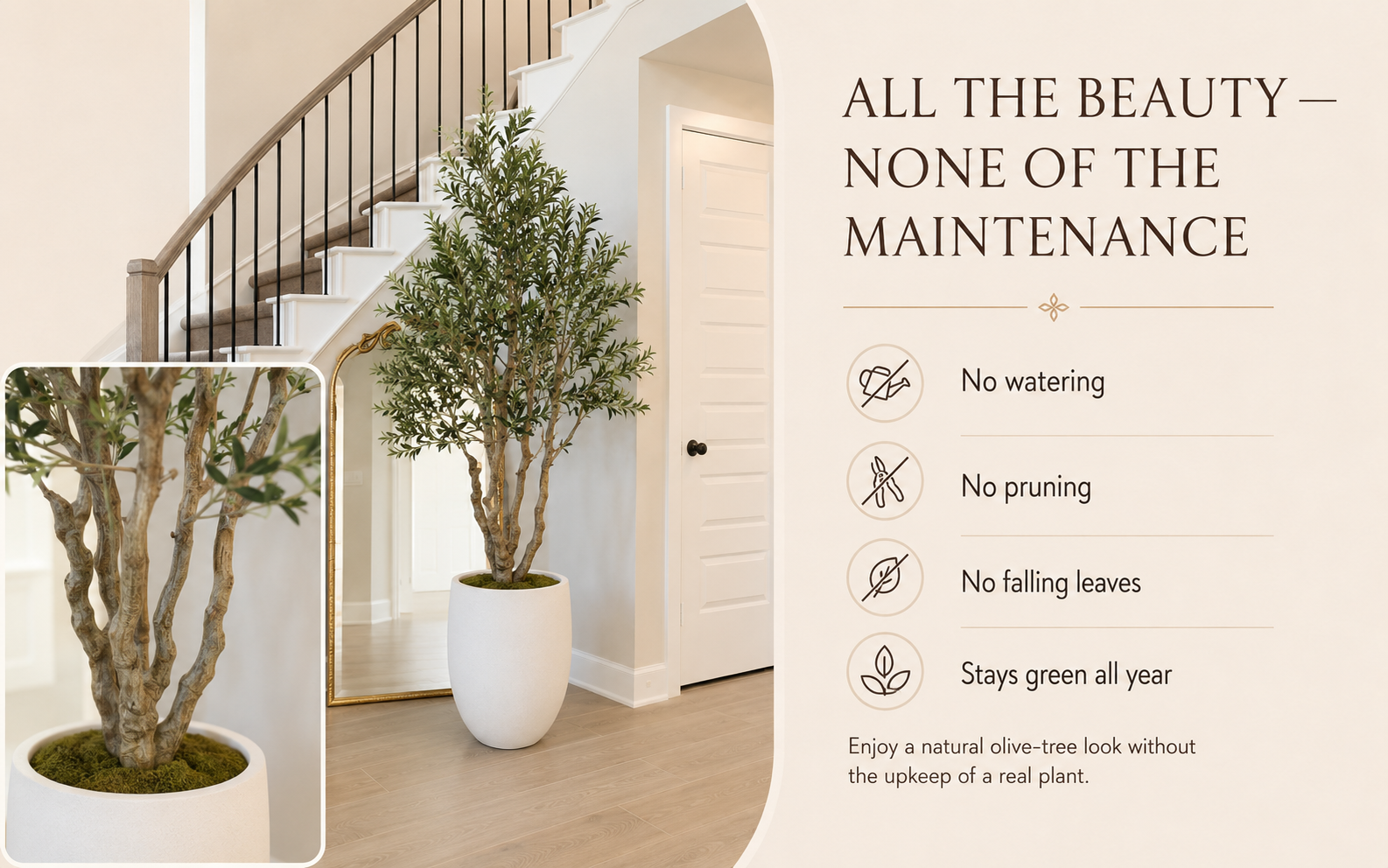 Faux Olive Tree What's Included