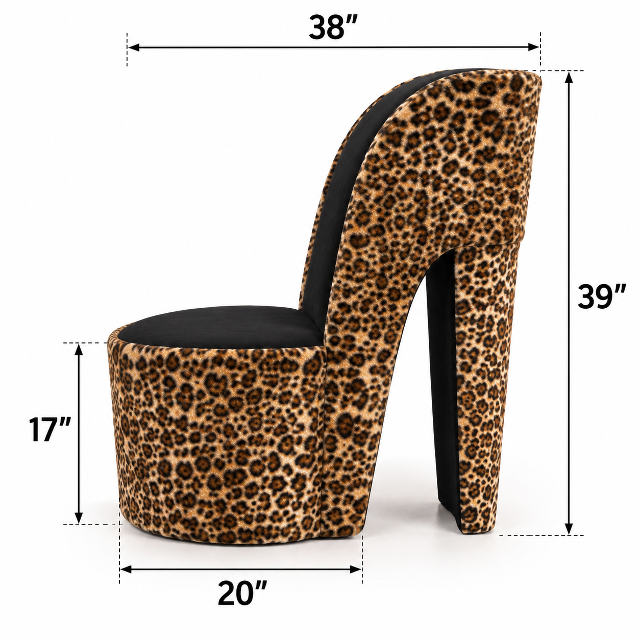 High Heel Shoe Accent Chair – Animal Print Statement Seating for Bedroom & Vanity