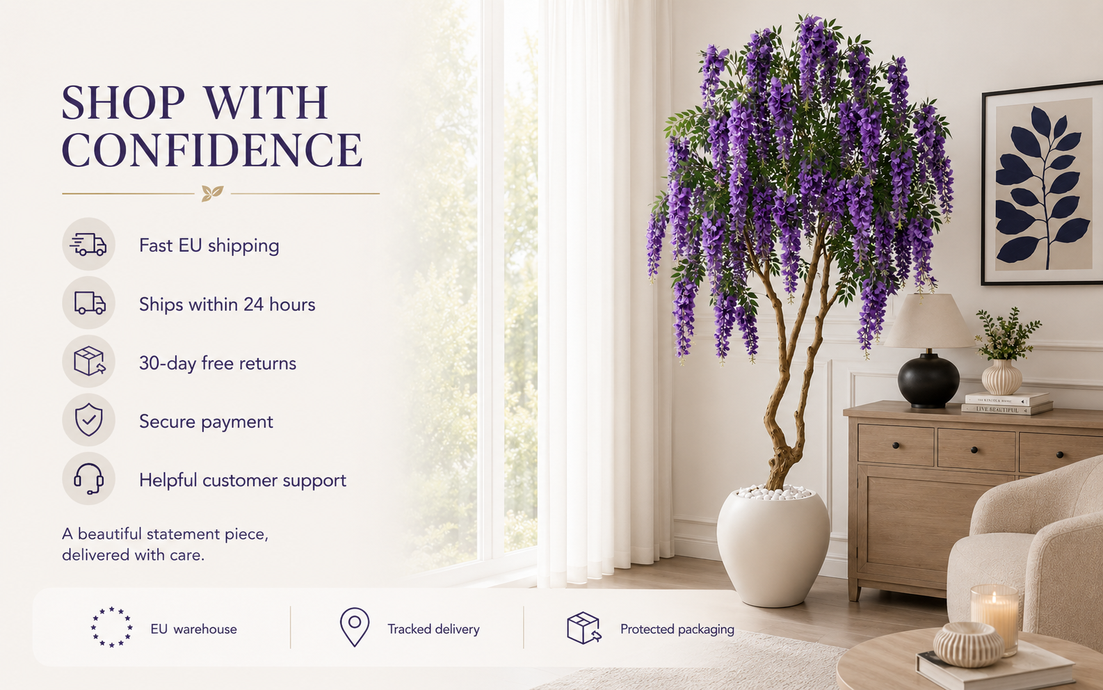 Artificial Wisteria Tree Size Guide