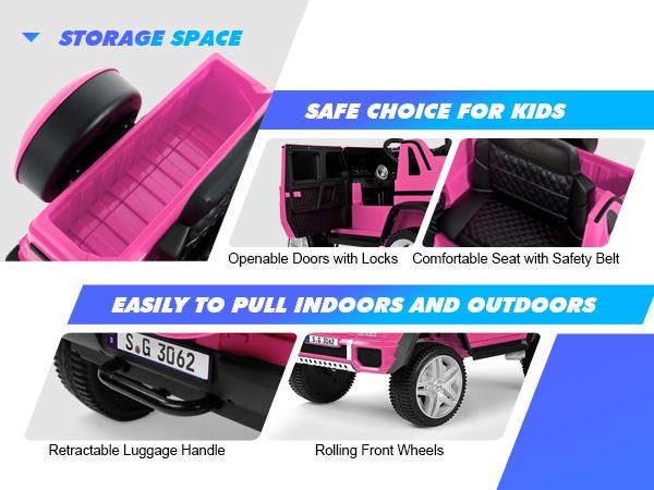 Ride On Cars 12V7AH Battery Powered Toy Electric Car for Kids with 2.4GHz Remote Control 2 Motors 3 Speeds Lock Music Horn LED Lights Pink