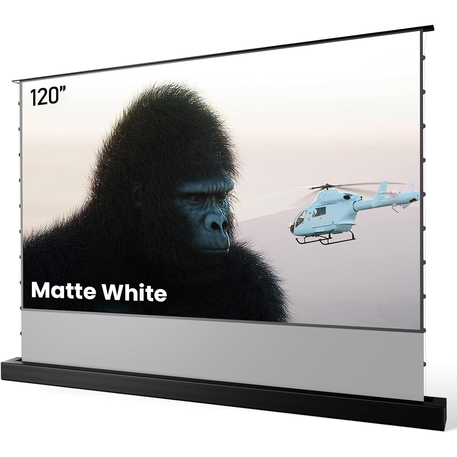 IN&VI 100" Electric Floor Rising Matte White Soft Projector Screen, Projector Screen for Home Theater, 4K/8K Ultra HD, 1.3 Gain, Active 3D, Eye Friendly