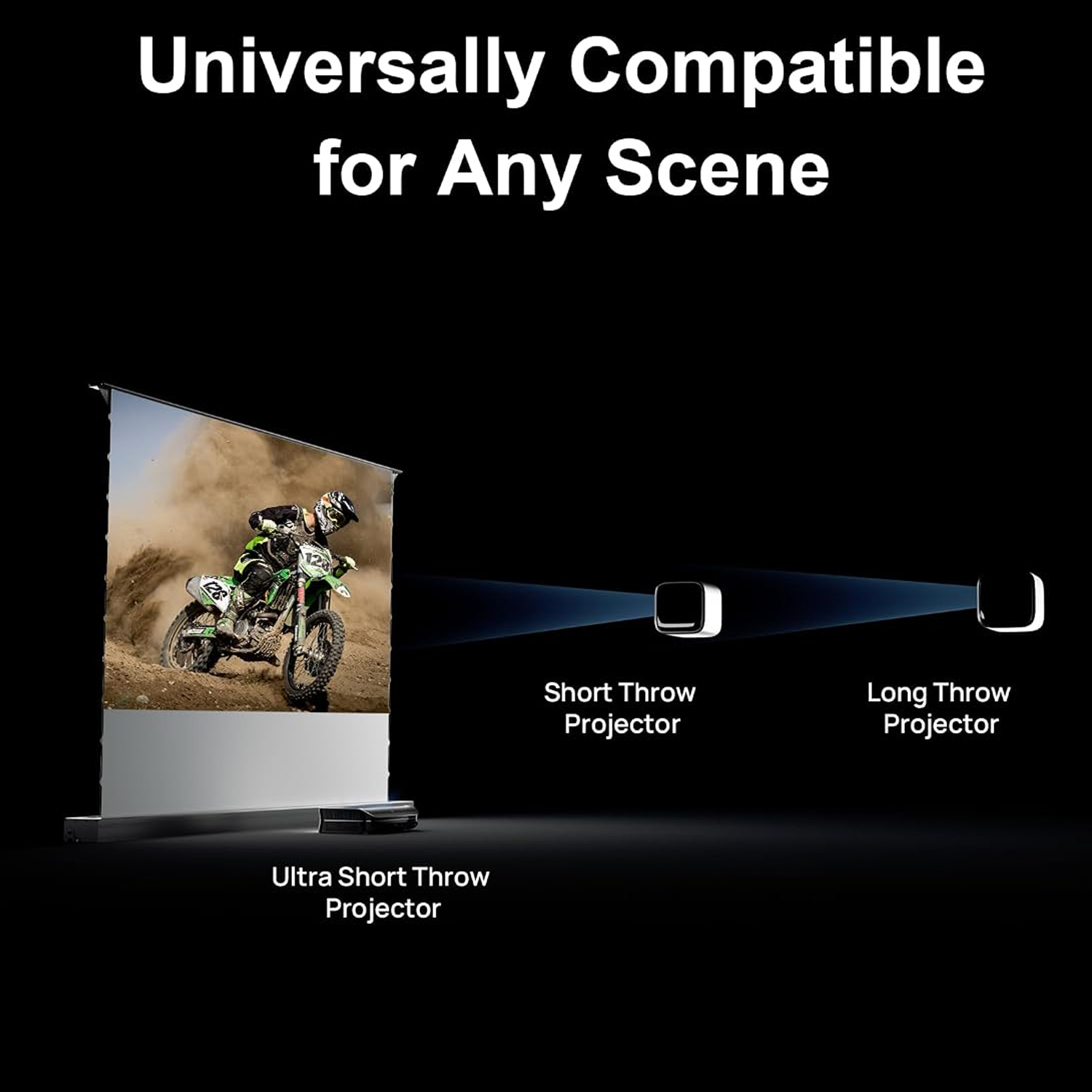 IN&VI 100" Electric Floor Rising Matte White Soft Projector Screen, Projector Screen for Home Theater, 4K/8K Ultra HD, 1.3 Gain, Active 3D, Eye Friendly