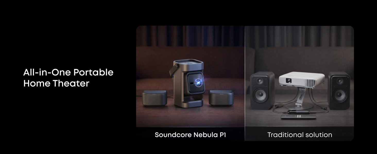 Detachable speaker projector audio system