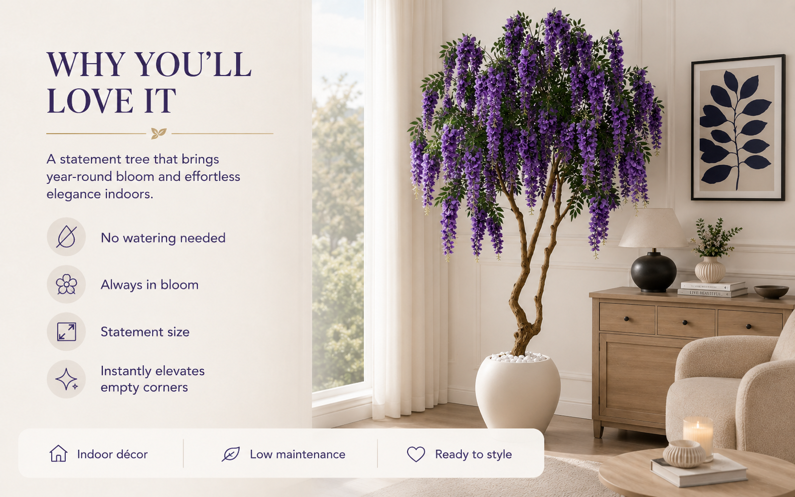 Large Artificial Wisteria Tree Home Decor