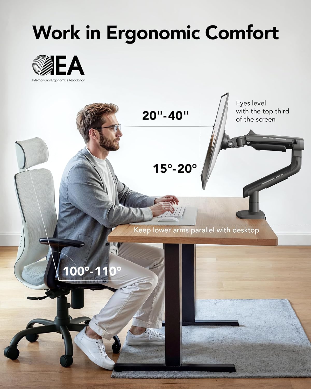 Heavy-Duty Ultrawide Monitor Arm – Up to 49", 20kg Load & Full-Motion Adjustment