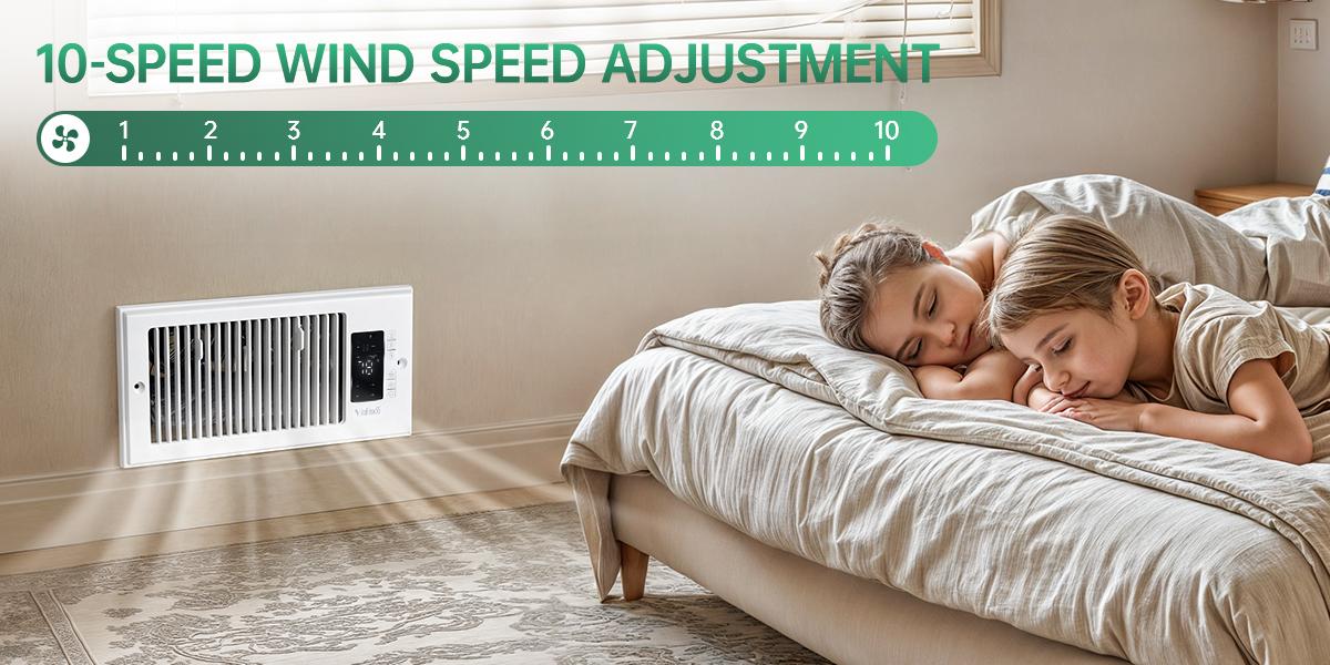 Father's Day Register Booster Fan for 4” x 10” Register Holes, window fan, 10-Speed Quiet Ventilation Fan with Thermostat & Remote, Negative Ion Air Vent Booster, Enhances Airflow & Home Comfort Heating circulation