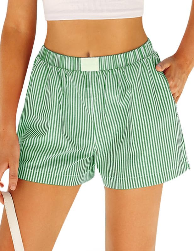 Marvmys Womens Boxer Pajama Shorts Cotton Gingham Shorts with Pockets S-2XL