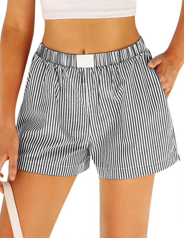 Marvmys Womens Boxer Pajama Shorts Cotton Gingham Shorts with Pockets S-2XL