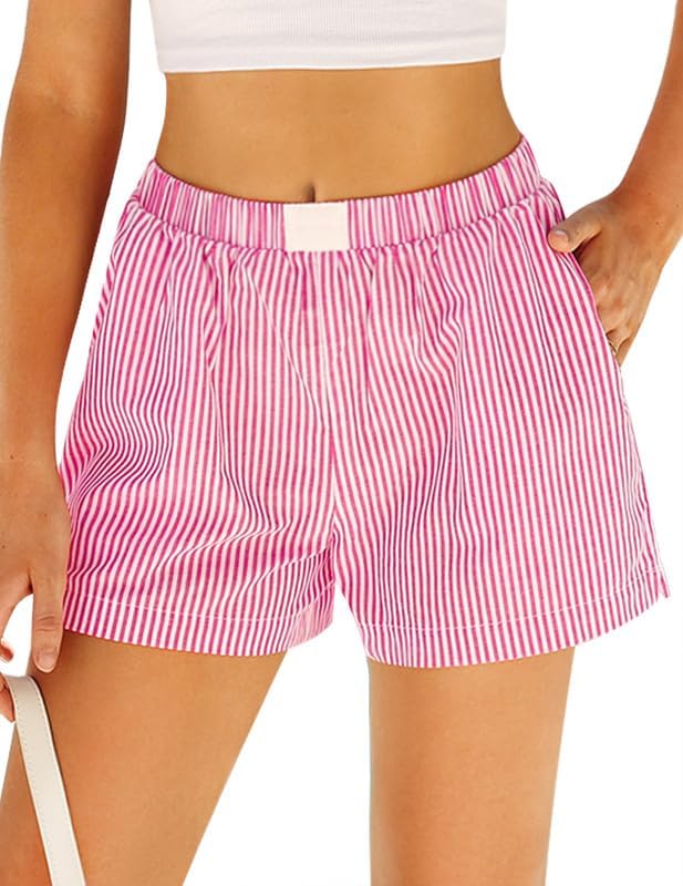 Marvmys Womens Boxer Pajama Shorts Cotton Gingham Shorts with Pockets S-2XL