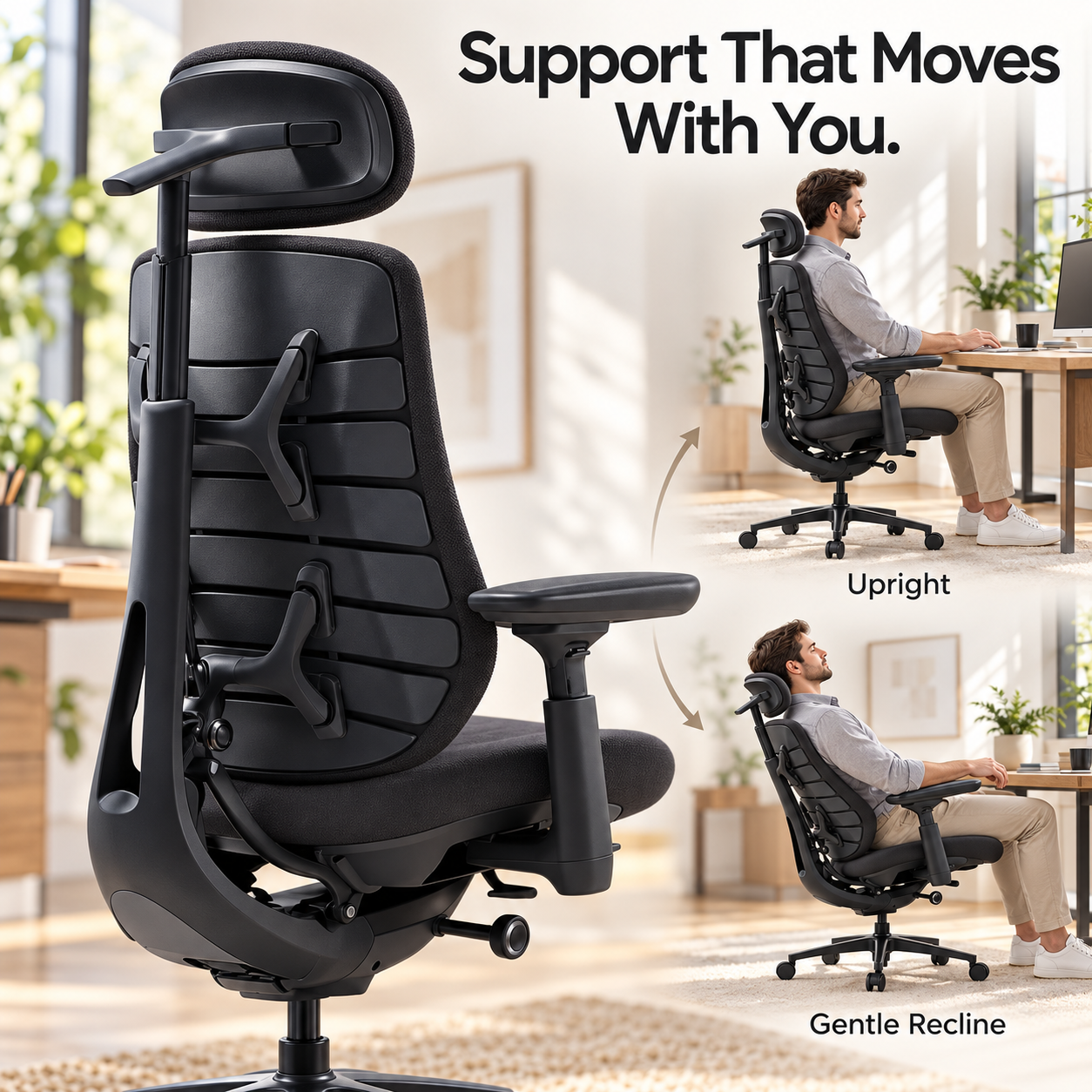 Active Airflow Ergonomic Office Chair with Dynamic Lumbar Support