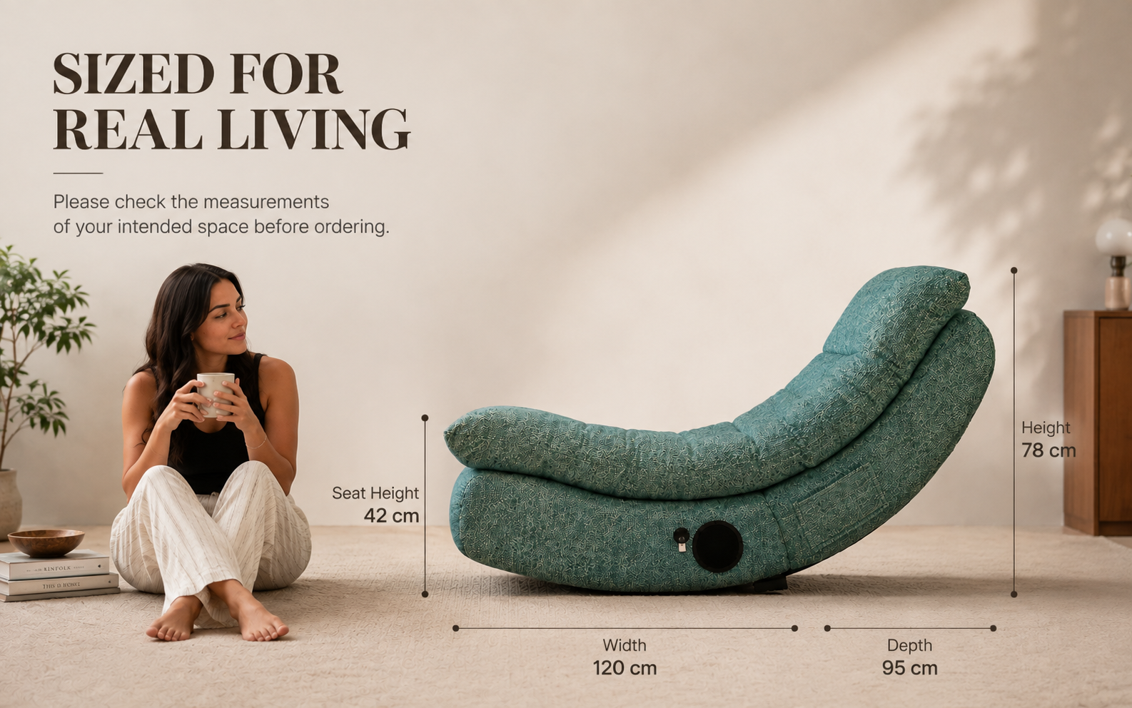 Natural curved lounge chair for everyday comfort