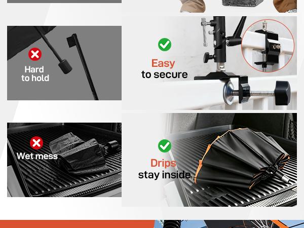 【Upgraded】60" Folding 16 Ribs Magnetic Umbrella,Designed for Outdoor Work,600lb Strong Suction Hvac Umbrella With Magnetic Base & Clamp,Inverted Ribs,2-in-1 Sun & Rain Protection,Portable for HVAC