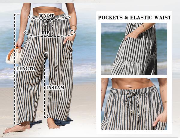 TARSE Womens Linen Blend Wide Leg Pants Casual Comfy Oversized Loose Fit Printed Summer Beach Travel Vacation Palazzo Trousers with Pockets TARSE Womens Linen Blend Wide Leg Pants Casual Comfy Oversized Loose Fit Printed Summer Beach Travel Vacation Palazzo Trousers with Pockets