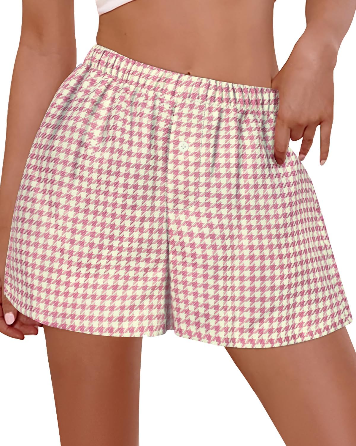 Boxer Shorts for Women Summer Gingham Pj Casual Plaid Bottoms with Pocket